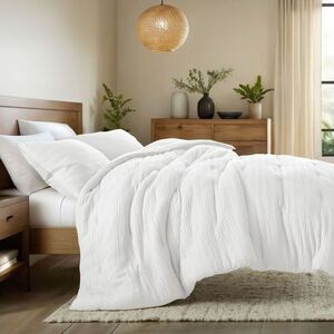 Becky Cameron - Waffle Textured Comforter Set All Season Down-Alte White